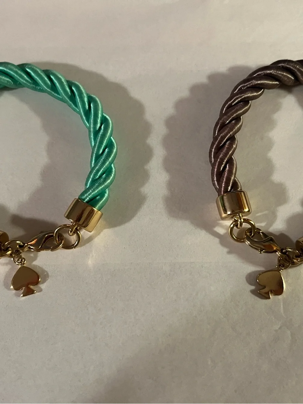 ♠️ Kate Spade Rope Bracelets in Green and Taupe with Gold Accents